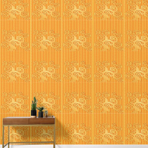 Pintado Papel tapiz de pinstripes y de árbol dorado