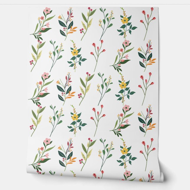 Pintado Papel tapiz floral (Desenrollar)