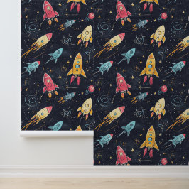 Pintado Papel tapizado de temática astronautica para los a