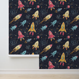 Pintado Papel tapizado de temática astronautica para los a