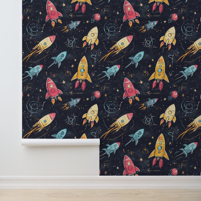 Pintado Papel tapizado de temática astronautica para los a (Solicitud)