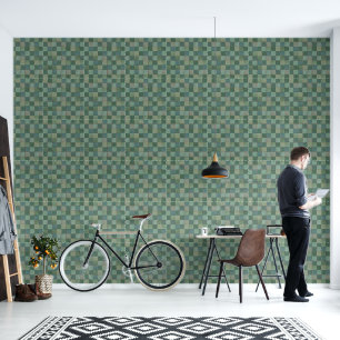 Pintado Patrón de mosaico geométrico verde Papel de escrit