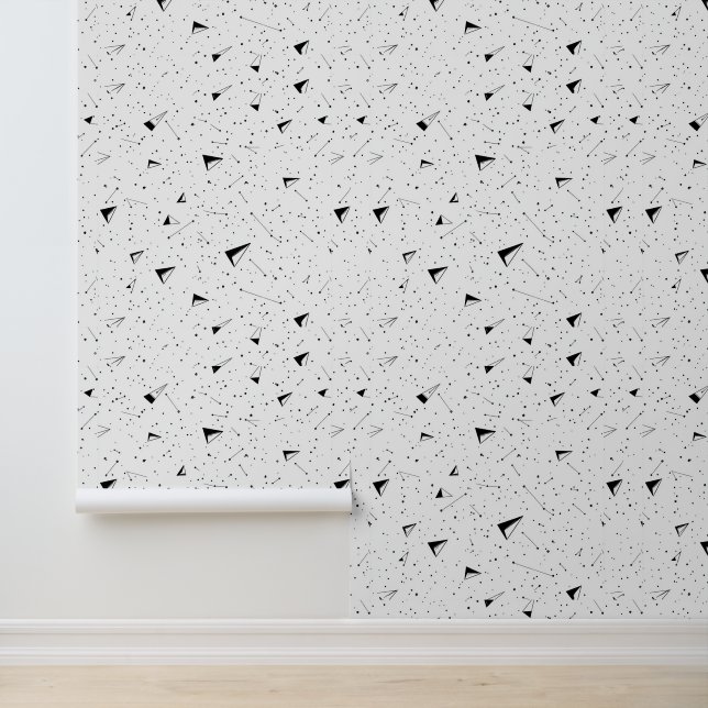 Pintado Patrón geométrico Papel de escritorio blanco y neg (Solicitud)