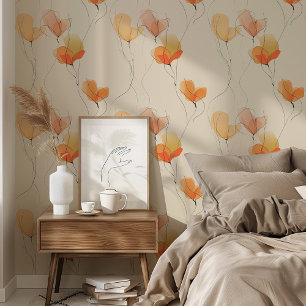Pintado Resumen moderno Papel de escritorio floral Crema N