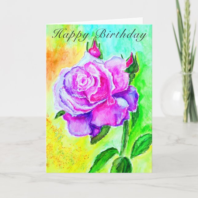 Pintado rosa de la tarjeta de cumpleaños feliz (Anverso)