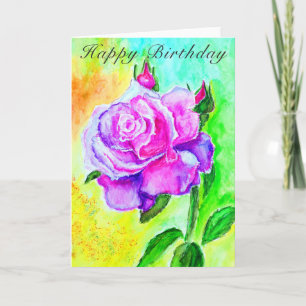 Pintado rosa de la tarjeta de cumpleaños feliz