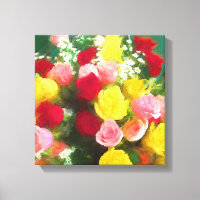Pintado Rose Bouquet - Arte de Flor Original.