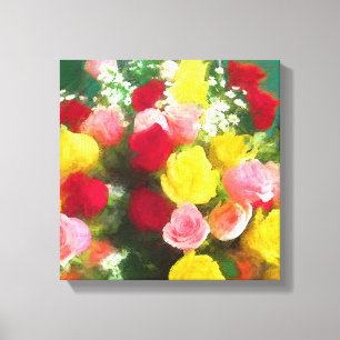 Pintado Rose Bouquet - Arte de Flor Original.