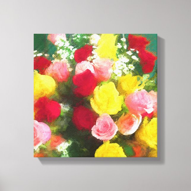 Pintado Rose Bouquet - Arte de Flor Original. (Anverso)