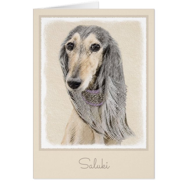 Pintado Saluki (Amanecer) - Arte Perro Original Cu (Frente)