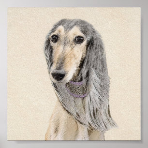 Pintado Saluki (Amanecer) - Arte Perro Original Cu