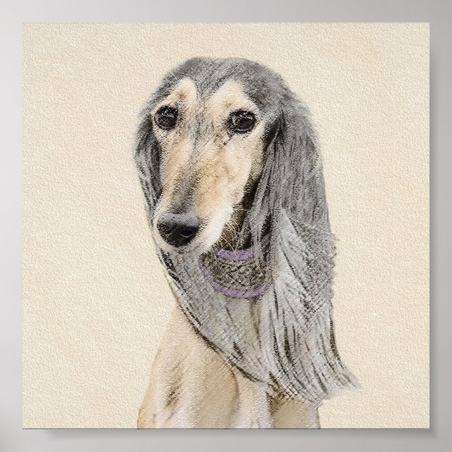 Pintado Saluki (Amanecer) - Arte Perro Original Cu (Frente)