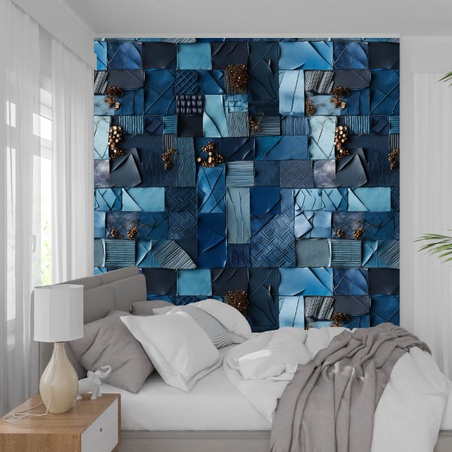 Pintado textura de papel color azul marino (navy blue indigo collage paper texture wallpaper)