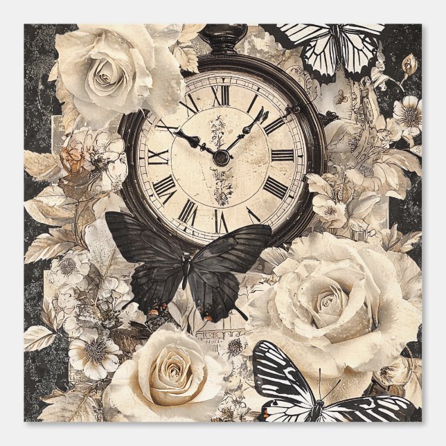 Pintado Vintage Compass & Butterfly - Papel rústico (4) (Anverso)