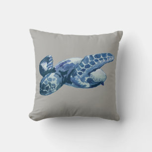 Pintando almohada gris de tortuga marina