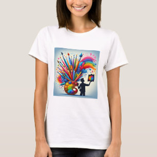 Pintando camiseta de color arcoiris