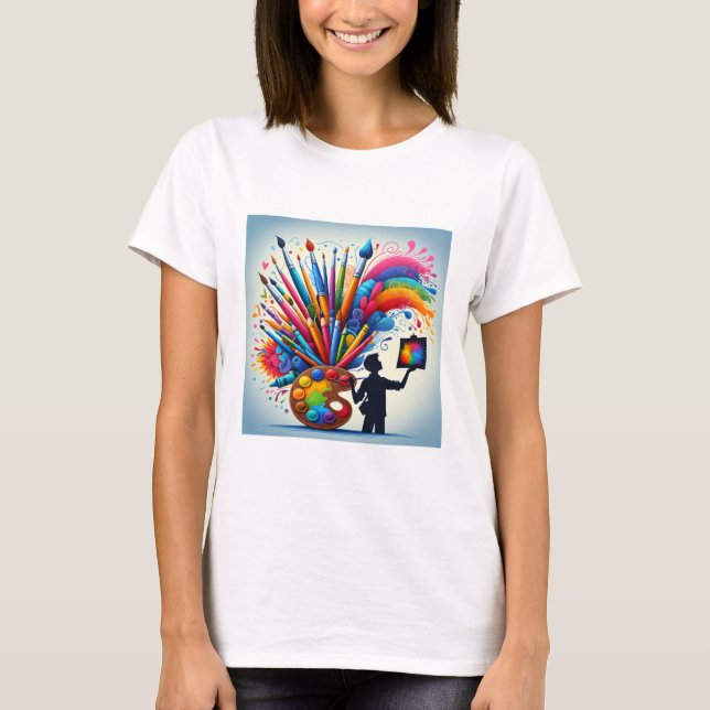 Pintando camiseta de color arcoiris (Anverso)