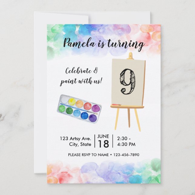 Pintando invitación de cumpleaños (Anverso)