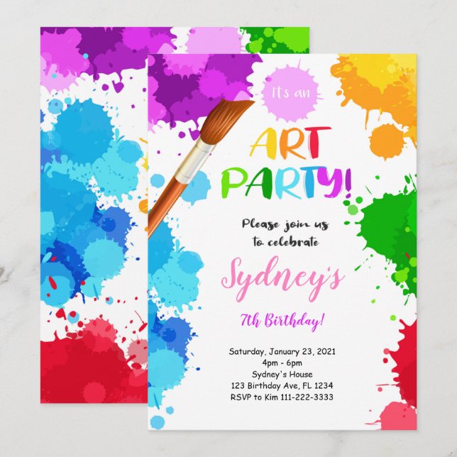 Pintando invitación de cumpleaños (Anverso / Reverso)