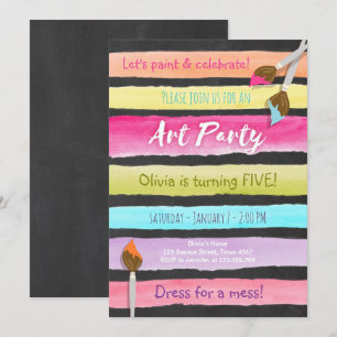 Pintando invitación de cumpleaños de Fiesta de art