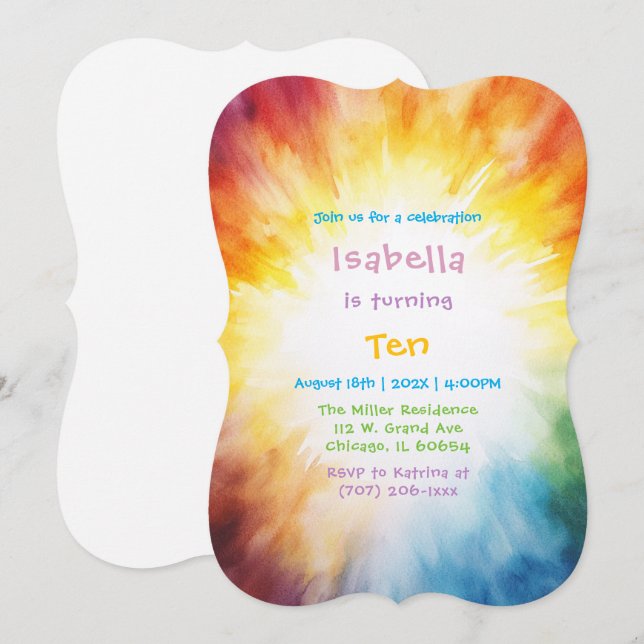 Pintando Invitación de Cumpleaños para la 10ª Niña (Anverso / Reverso)