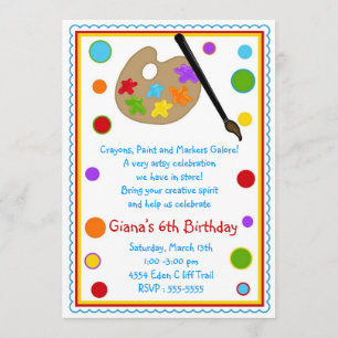 Pintando invitaciones de fiesta de cumpleaños