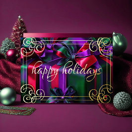 Pintando regalos de Navidad de púrpura verde burde