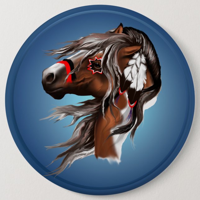 Pinte el caballo y el botón de las plumas (Anverso)