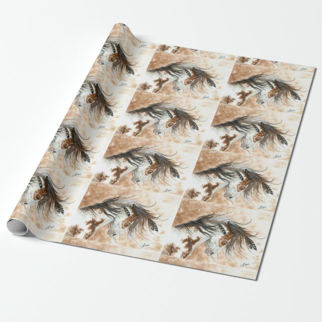 Pinte el papel de regalo del potro del caballo - (Desenrollado)