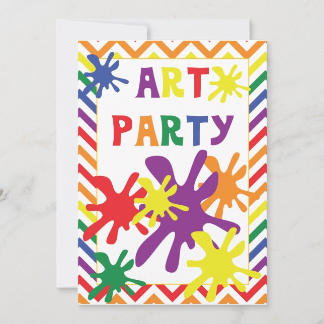 Pinte la invitación del cumpleaños del fiesta 5x7 (Anverso)