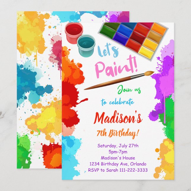 Pintemos la invitación de cumpleaños (Anverso / Reverso)