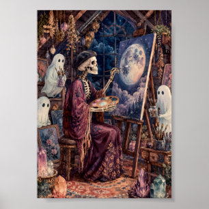 Pintor de Esqueleto Gótico Arte Fantasma de Luna