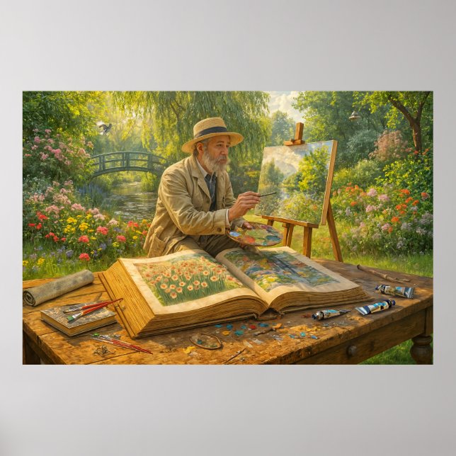 Pintor en el jardín de un libro de cuentos de arte (Frente)
