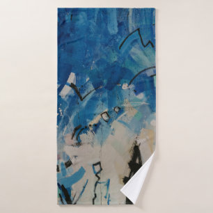 Pintura abstracta azul y blanco
