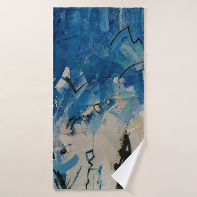Pintura abstracta azul y blanco (Toalla de baño)