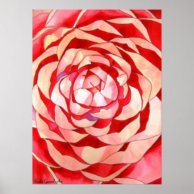 Pintura abstracta de arte original de Camellia ros (Frente)