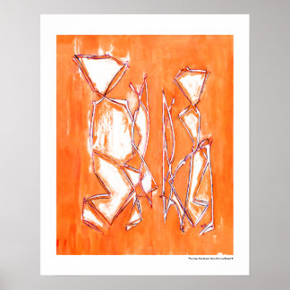 Pintura abstracta de arte pop vibrante naranja de 