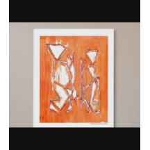 Pintura abstracta de arte pop vibrante naranja de 