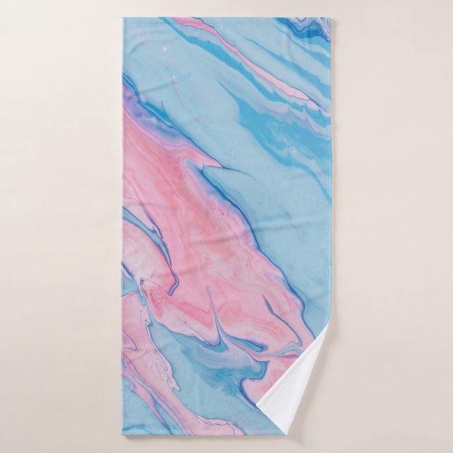 PINTURA ABSTRACTA DE FLUIDOS verde azulados Y ROJO (Toalla de baño)