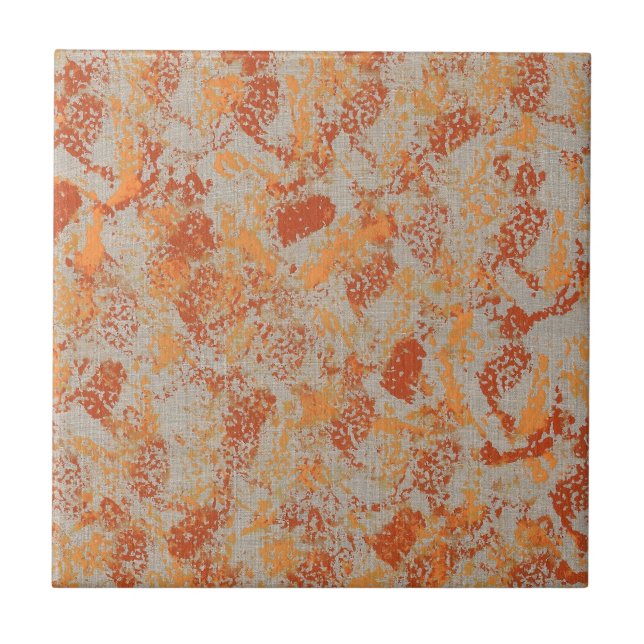 Pintura abstracta de naranja sobre baldosas trivet (Frente)