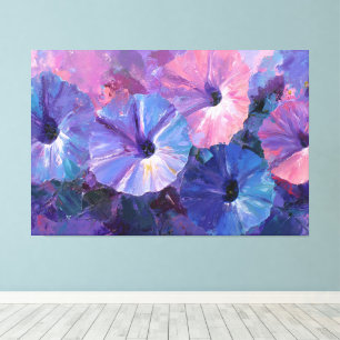 Pintura abstracta de petunia morada y azul Arte de