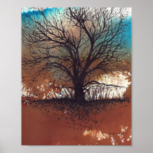 Pintura abstracta del arte del árbol paisajístico