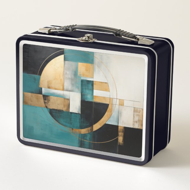 Pintura abstracta en negro y turquesa (Anverso)