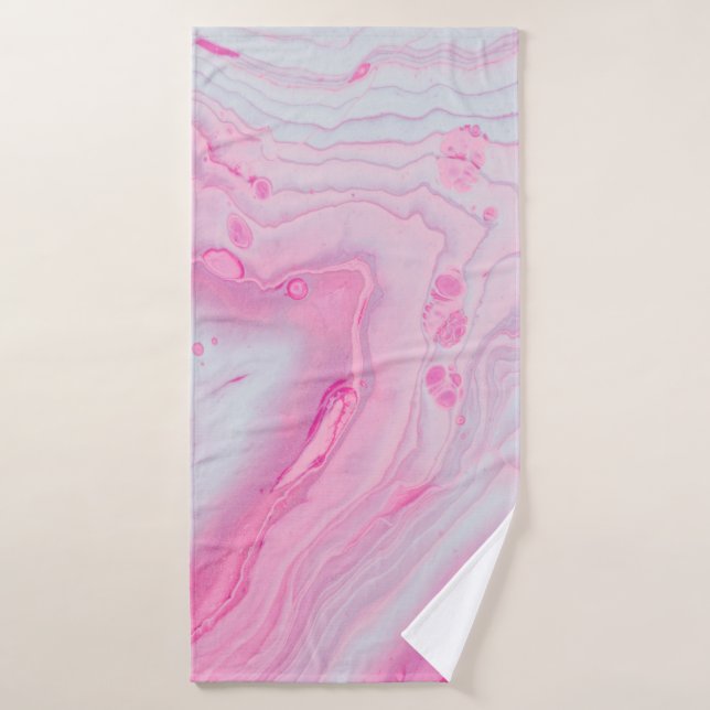Pintura abstracta rosa y blanca (Toalla de baño)