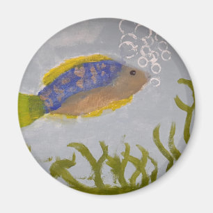 Pintura acrílica de peces con imán de burbujas