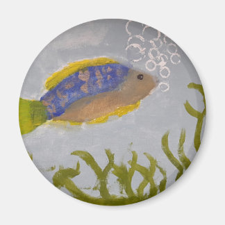 Pintura acrílica de peces con imán de burbujas