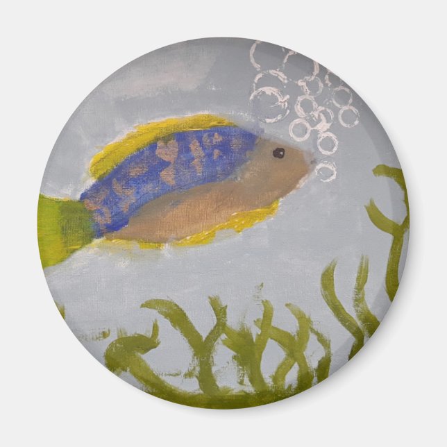 Pintura acrílica de peces con imán de burbujas (Frente)