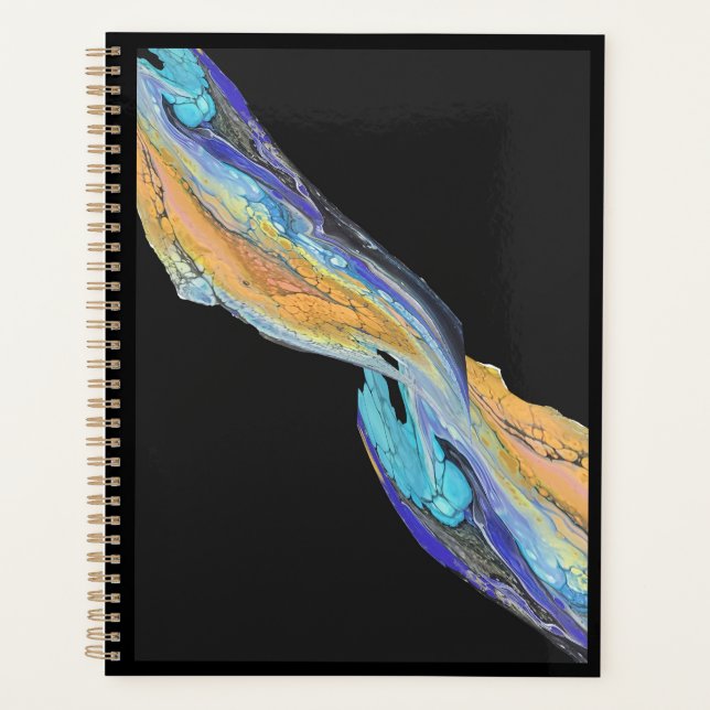 Pintura acrílica fluida hecha en un planificador (Anverso)