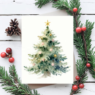 Pintura Acuarela de árbol de Navidad Pastel