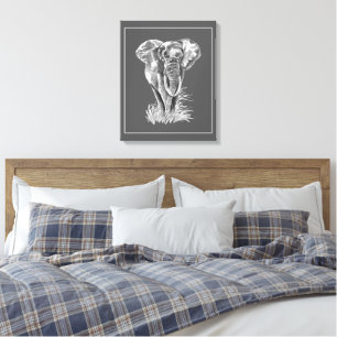 Pintura Acuarela de Elefante Arte de Fauna